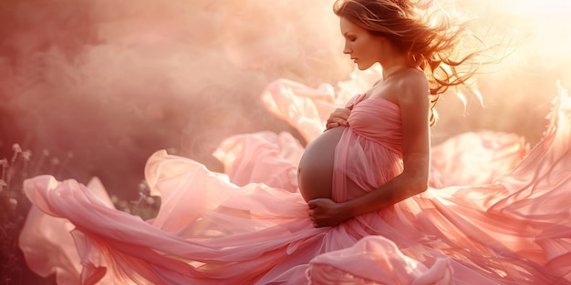 Photo maternal bliss serene moment of pregnancy amidst the beauty of nature