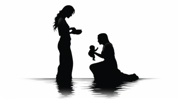 Photo maternal love mother changing baby silhouette vector illustration