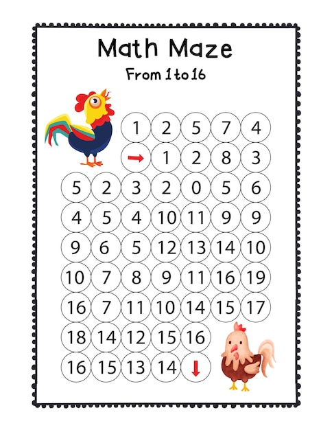 Photo math maze activity page for kids