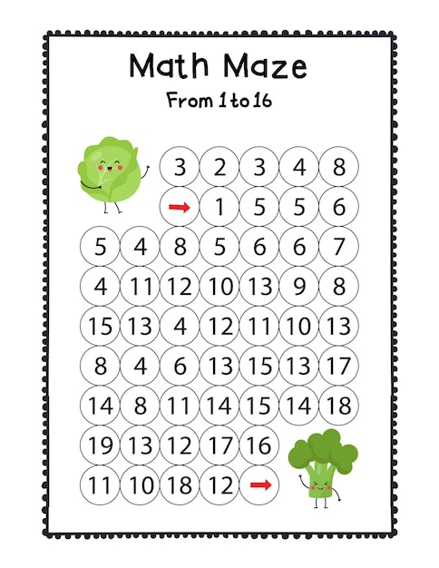 Photo math maze activity page for kids