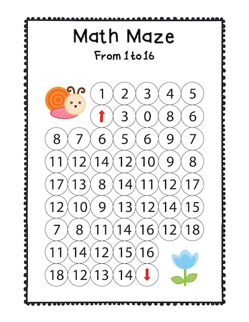 Photo math maze activity page for kids