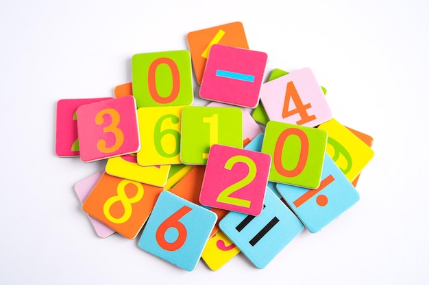 Math number colorful on white background education study mathematics learning teach concept