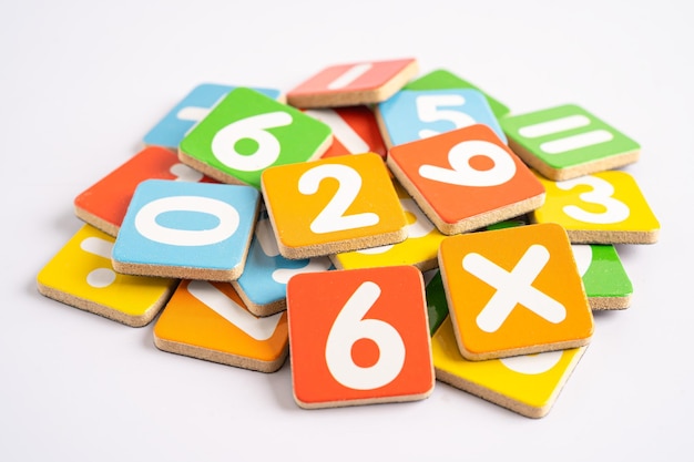 Math number colorful on white background education study mathematics learning teach concept