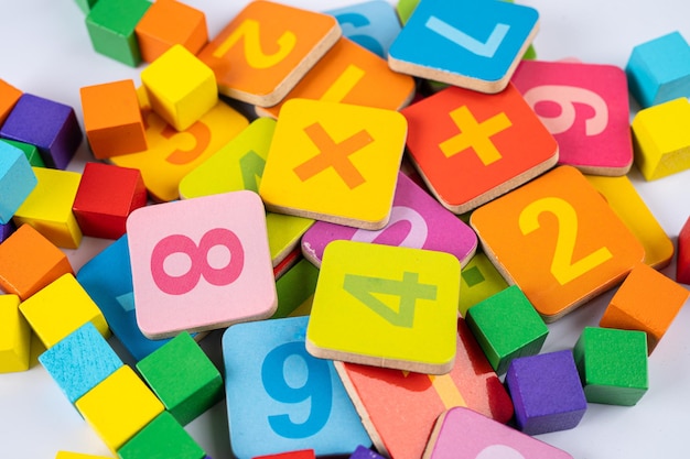 Math number colorful on white background, education study mathematics learning teach concept.