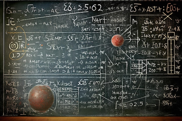 Photo math and science formulas on a blackboard