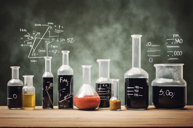 Photo math and science formulas on a blackboard