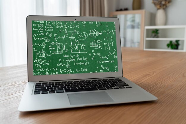 Mathematic equations and modish formula on computer screen