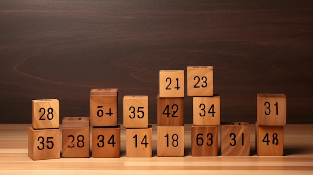 Mathematics operation signs on wood cubes plus