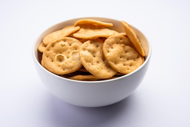 Mathri or mathari is a Rajasthani, Indian snack and a type of flaky biscuit, tea time snack