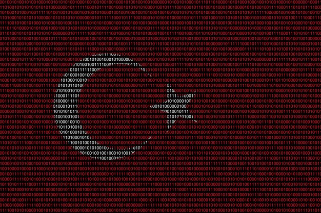 Matrix binary code of zeros and ones in turkey flag colors Concept of computer modern technology and cyberspace