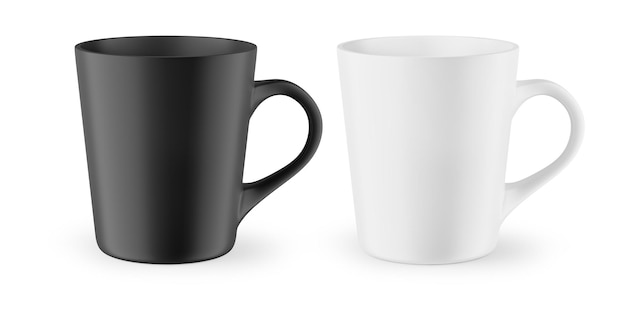 Matte mug for drinks White and black blank realistic isolated cup