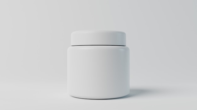 Matte Plasstic Jar Blank on white background font view  3D rendering