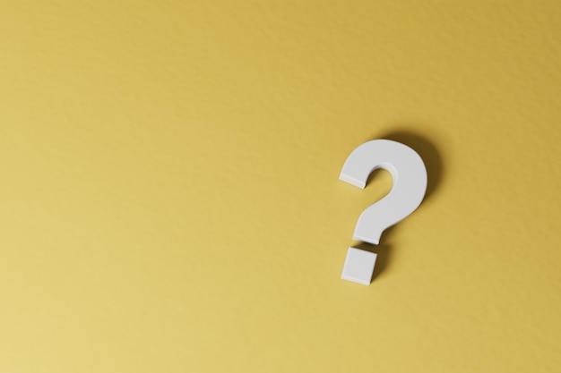 A matter of choice question mark in white on a yellow background copy paste copy space 3d render