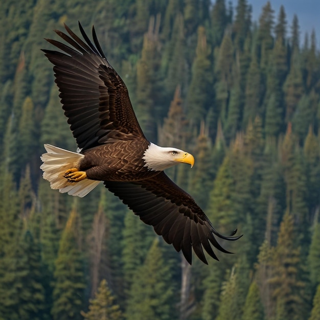 Photo mature bald eagle in flight generated ai