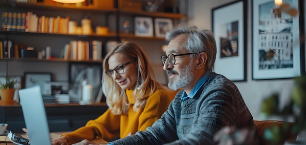 Mature Couple Having a Video Conference with Financial Advisor at Home Office