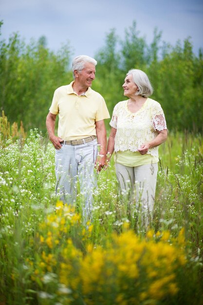 Mature couple in summer park