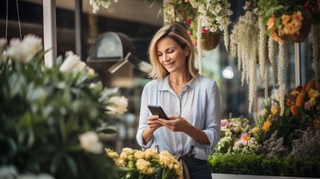 Mature Female Entrepreneur Using Mobile Phone