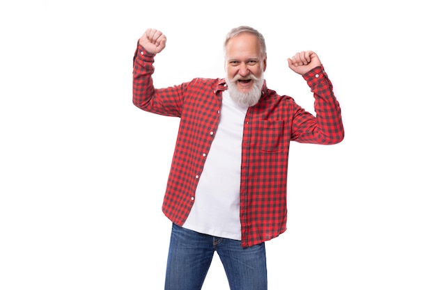 Mature handsome grayhaired man with beard