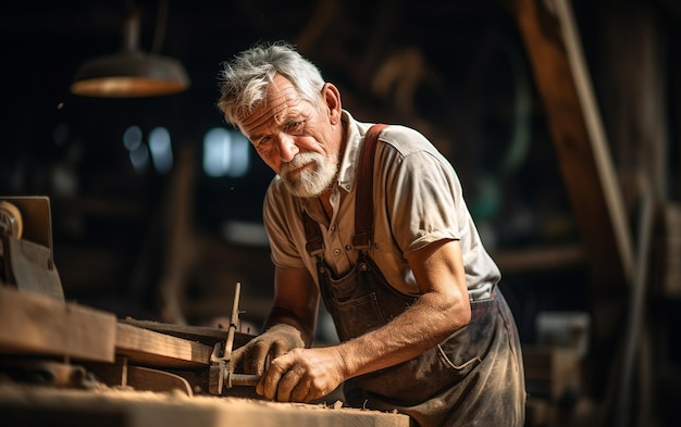 Mature Male in Carpentry Shop Craftsmanship