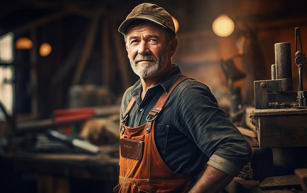 Mature Male in Carpentry Shop Craftsmanship