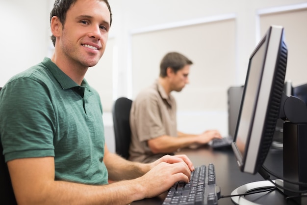 Mature students in computer room