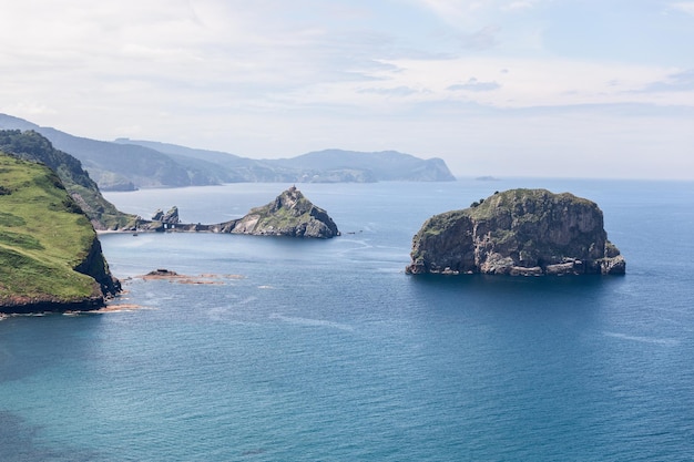 Matxitxako lighthouse to 2 little rocky islands Gaztelugatxe and Aketx Bay of Biscay