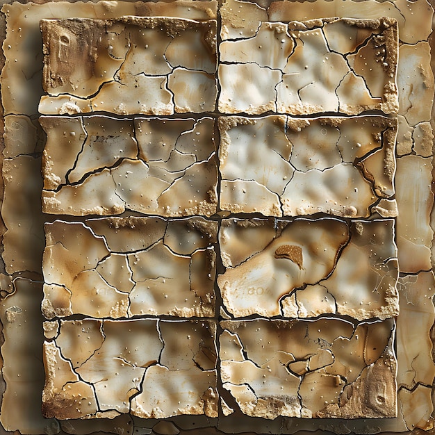 Matzah With Texture of Cracked Pottery Weathered Collage Eff Illustration Trending Background Decor