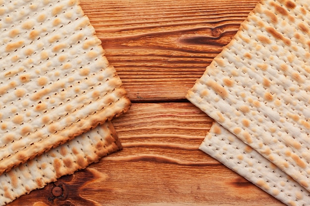 Matzo flatbread for Jewish high holiday celebrations on the table