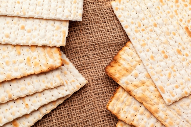 matzo flatbread for Jewish high holiday celebrations on the table