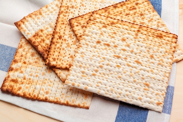 matzo flatbread for Jewish high holiday celebrations on the table