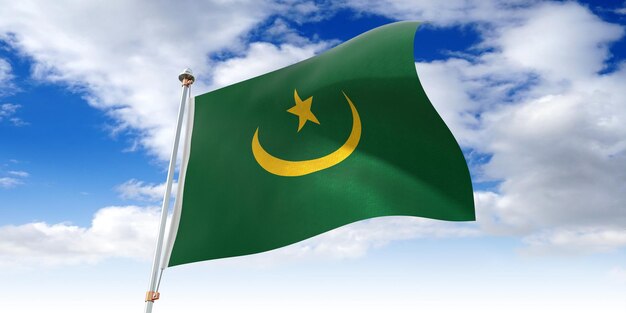 Mauritania waving flag 3D illustration