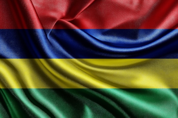 Photo mauritius cloth flag with waving folds