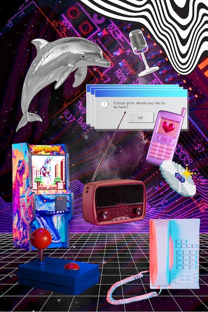 Maximalism technology collage design