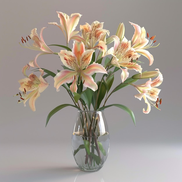 Maximum Detail Peruvian Lily in Glass Vase Exquisite Botanical Art