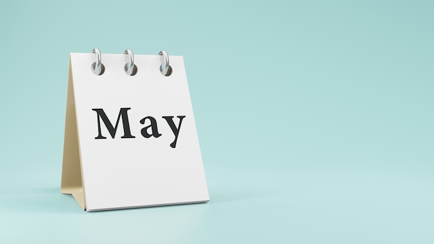 May on  paper desk  calendar  3d rendering