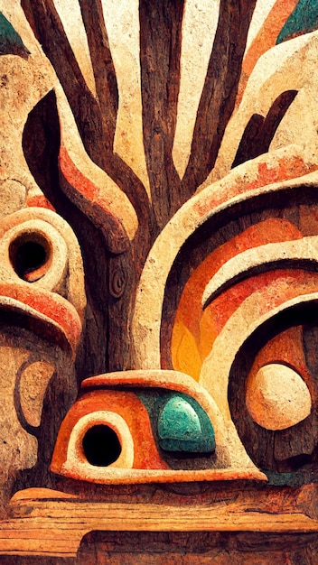 Mayan style Chalet wood Artistic colors background 3D illustration