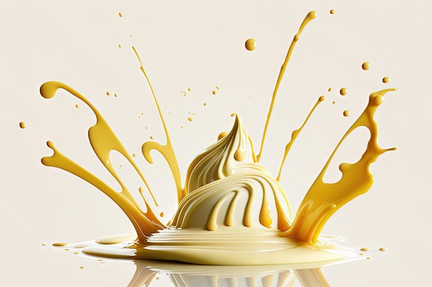 Mayonnaise splatters on a white background