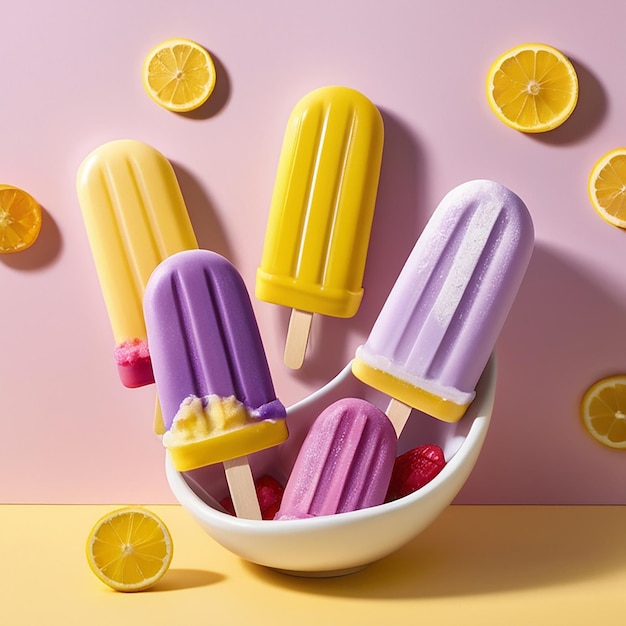 Photo mazamorra morada popsicles with fruit chunks