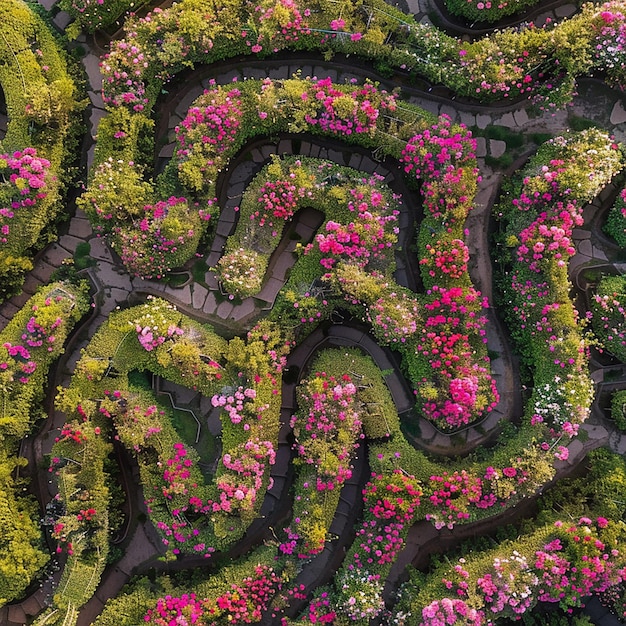 a maze of flowers is surrounded by a maze