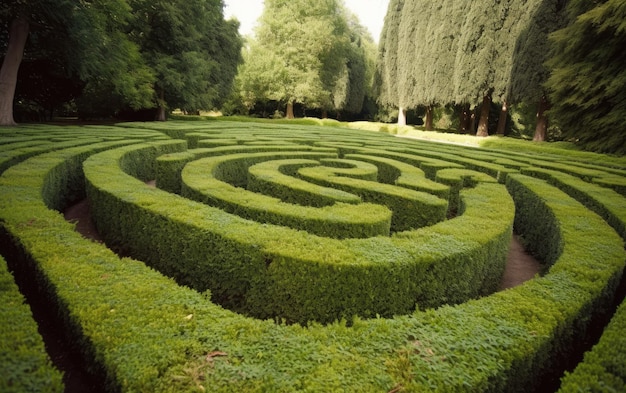 A maze with a tree in the background