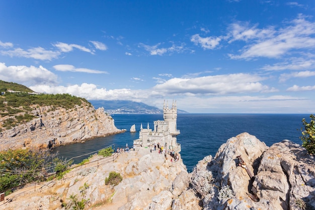 mazing panoramic view of castle at the precipice Seascape in Crimea with castle