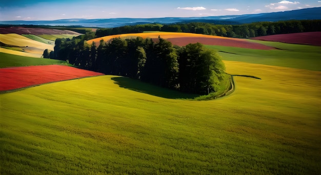 Meadow Field with wildflowers blue sky and sunlight in summer nature landscape wallpaper AI Generated for childrens books stories fairy tales