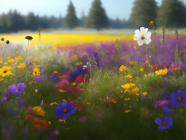 a meadow filled with colorful wildflowers symbolizing biodiversity and the beauty of nature