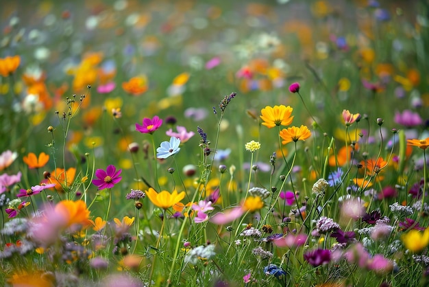 Photo meadow flowers open fields vibrant colors seasonal blooms