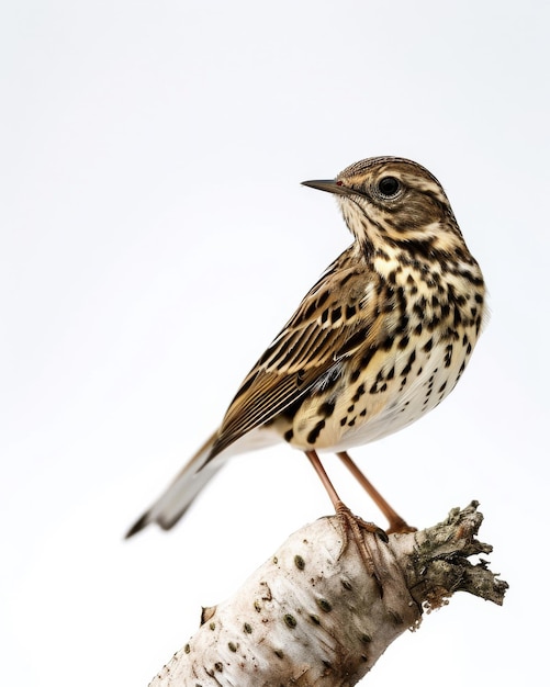 the Meadow Pipit standing on small root