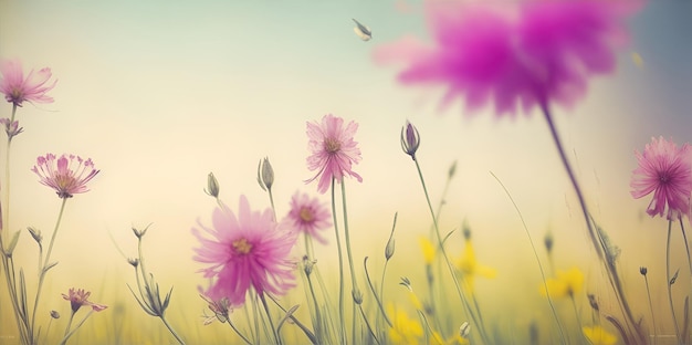 meadow spring flowers wallpaper background ruptured generative ai