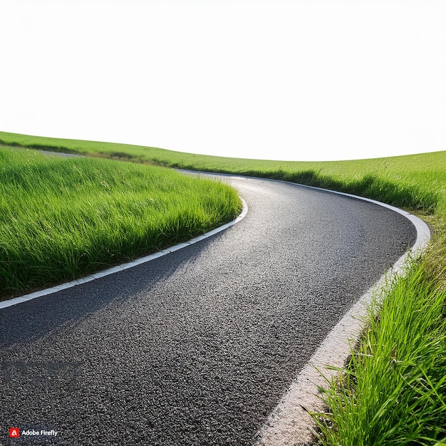 a meandering tarmac trail through verdant grass removed