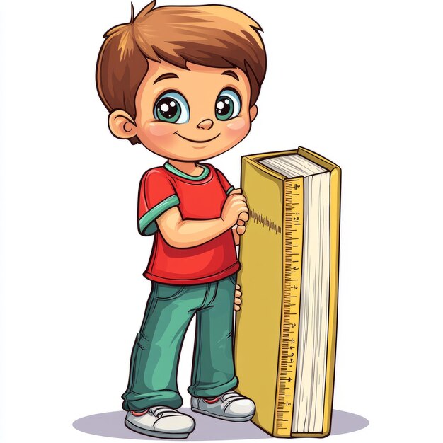 Photo measuring book clipart cartoon child with ruler