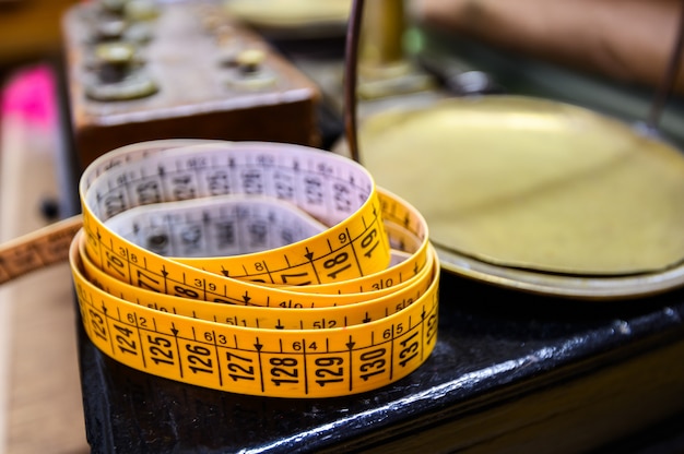 Measuring tapes in a sewing workshop