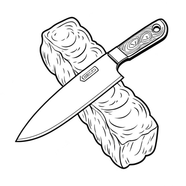 Photo meat cutting knife line art white background